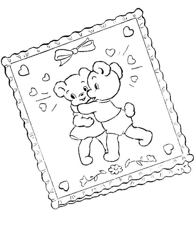 Coloring Valentine. Category Valentines day. Tags:  Valentines day, love, heart, Teddy bear.