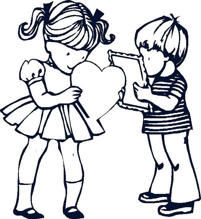 Название: Раскраска Влюбленные дети. Категория: день святого валентина. Теги: День Святого Валентина, любовь, сердце.