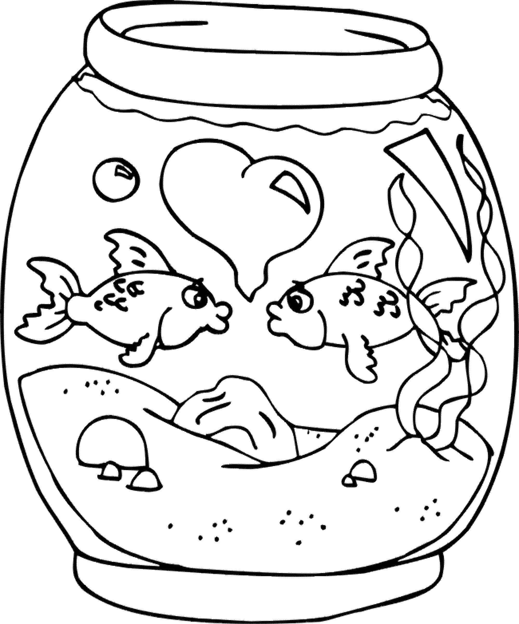 Coloring Lovers of fish in an aquarium. Category Valentines day. Tags:  Valentines day, love, heart.