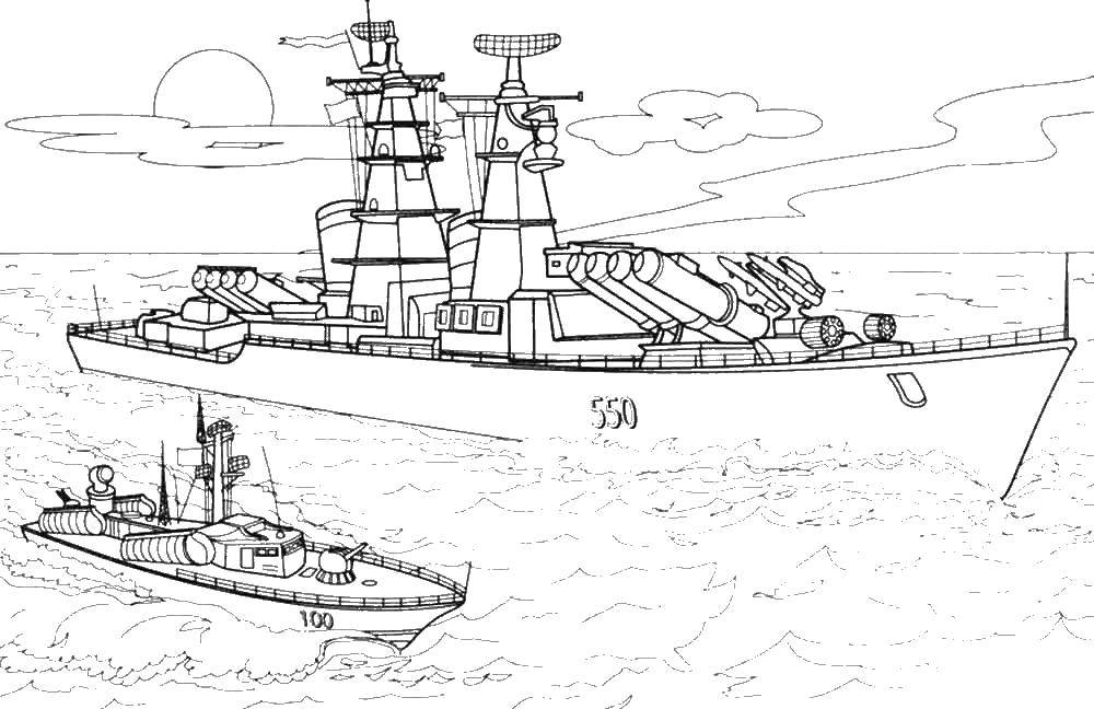 Coloring Military ship. Category ships. Tags:  ship, sea.