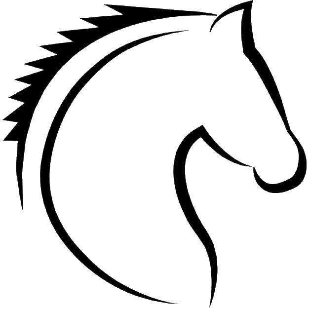 Coloring Контур лошади с гривой. Category контуры лошади. Tags:  Контур, лошадь.