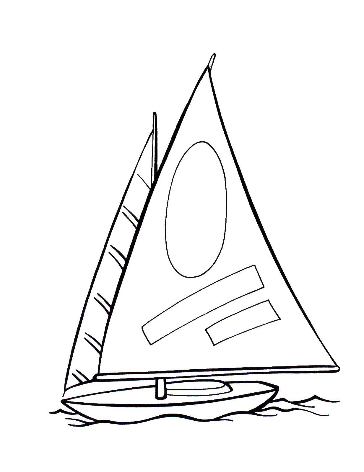Название: Раскраска Парусная лодка. Категория: корабли. Теги: лодка.