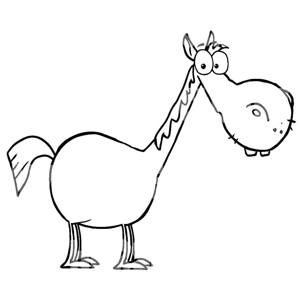 Coloring Funny horse. Category coloring for little ones. Tags:  Animals, horse.