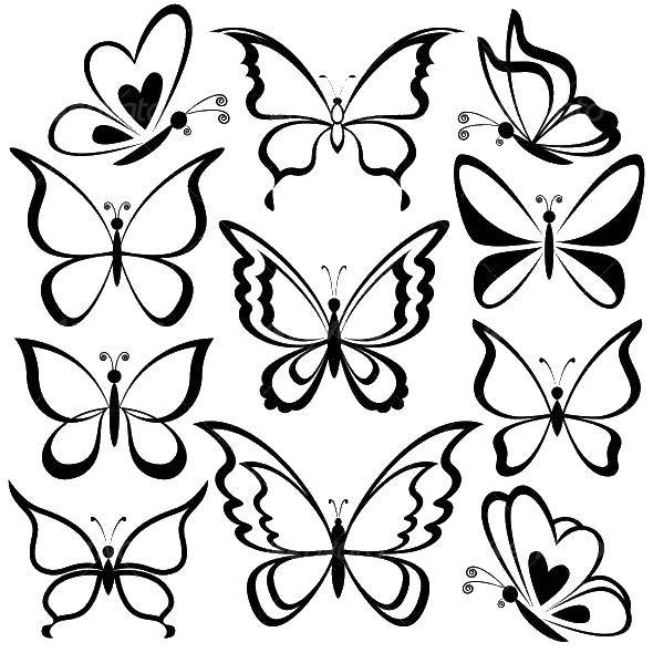 Coloring Silhouettes of butterflies. Category the contours for cutting out butterflies. Tags:  Outline , butterfly.