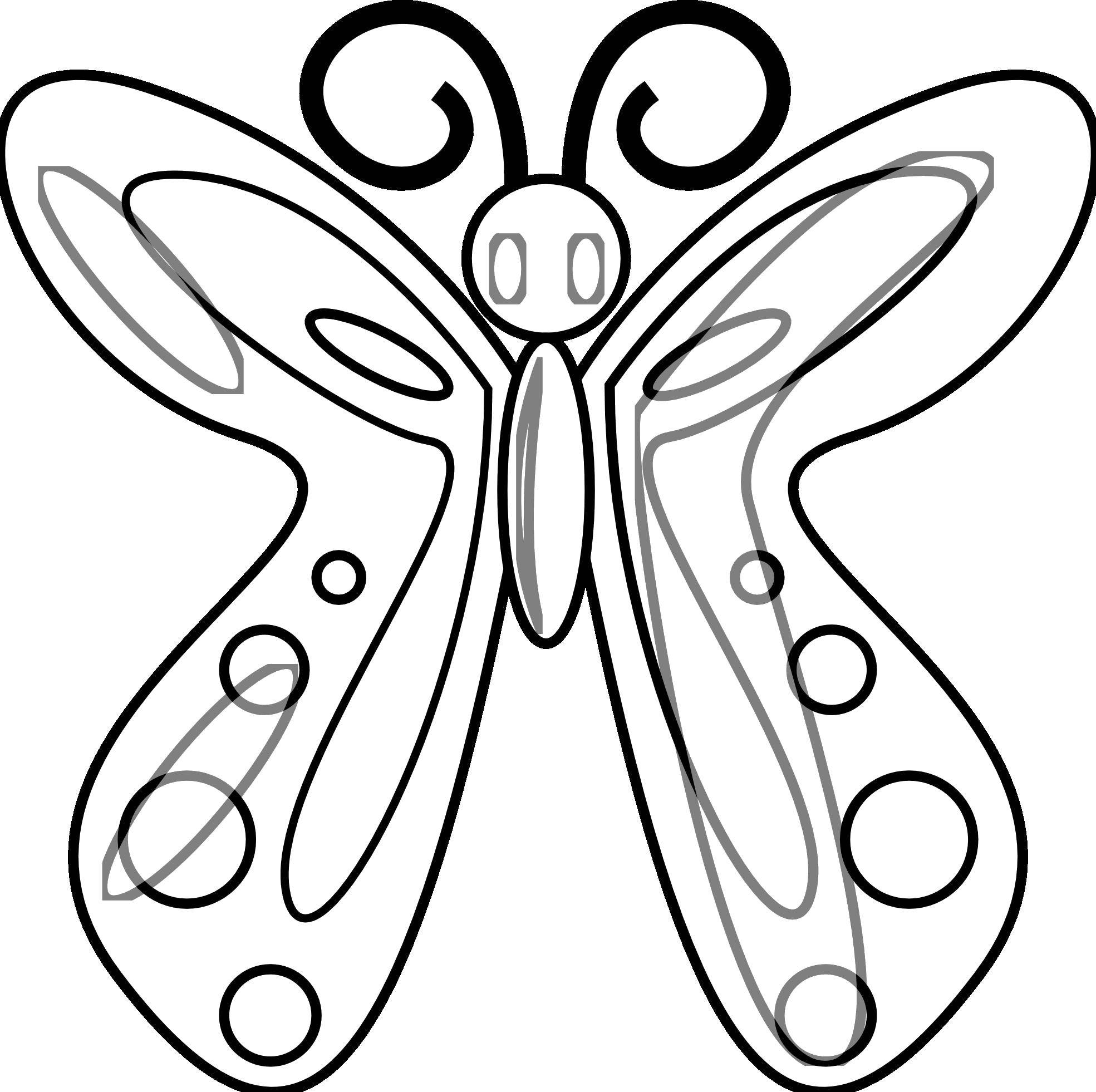 Контурное изображение бабочки для детей