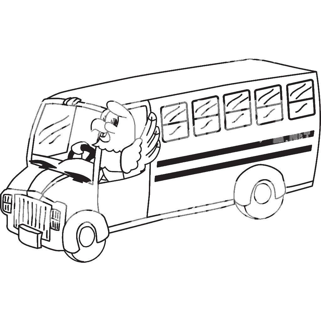 Название: Раскраска Автобус с птицей. Категория: Контур автобуса. Теги: автобус.