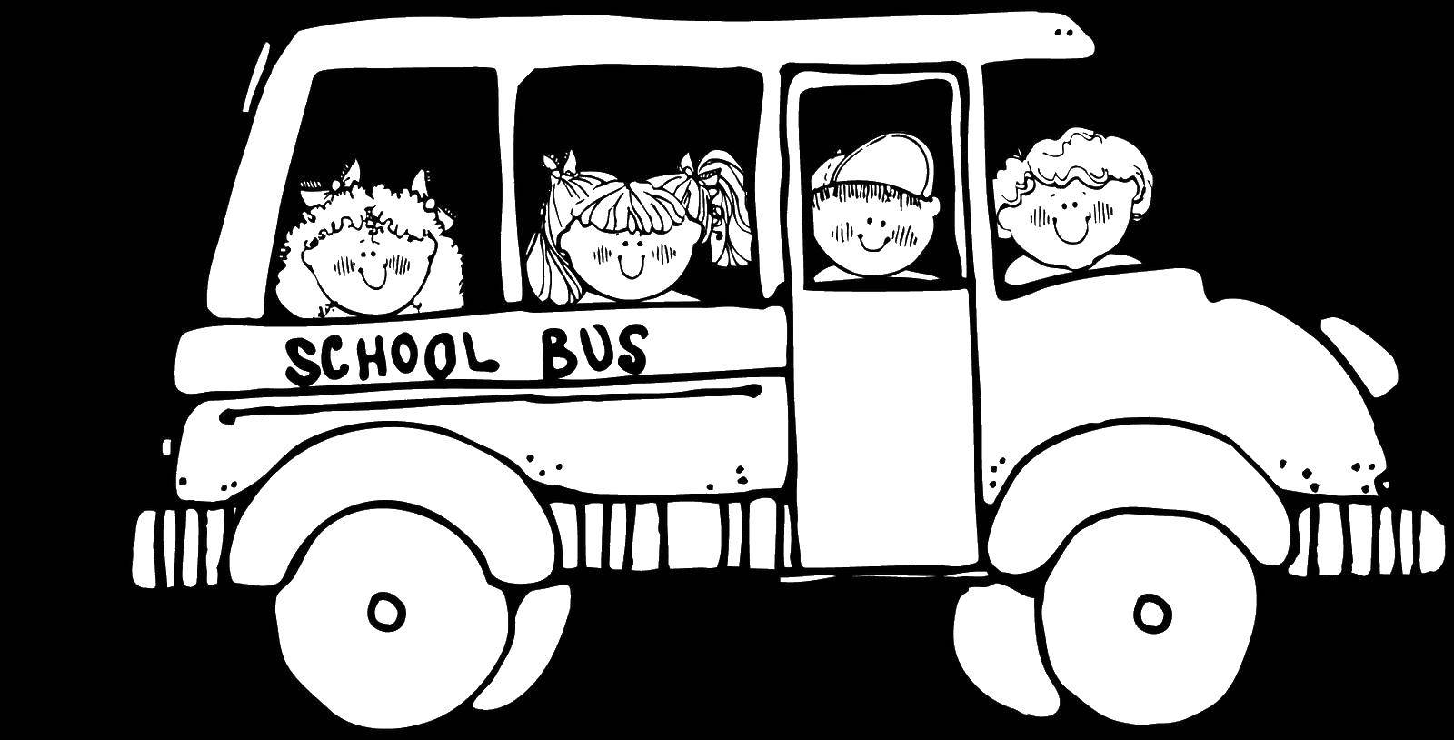 Coloring School bus. Category The contour of the bus. Tags:  the bus.