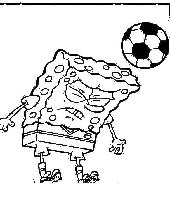 Название: Раскраска Спанч боб играет футбол. Категория: Спанч Боб. Теги: Спанч Боб.