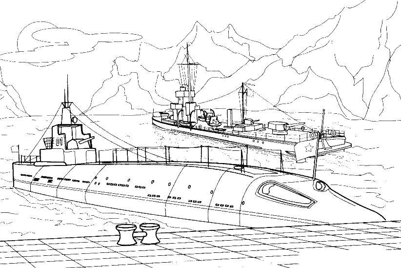 Опис: розмальовки  Субмарина. Категорія: кораблі. Теги:  субмарина.