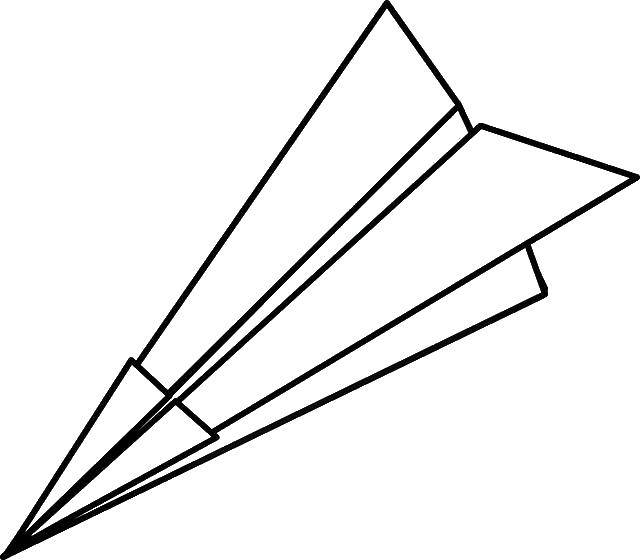 Название: Раскраска Бумажный самолет. Категория: Контур самолета. Теги: самолет.