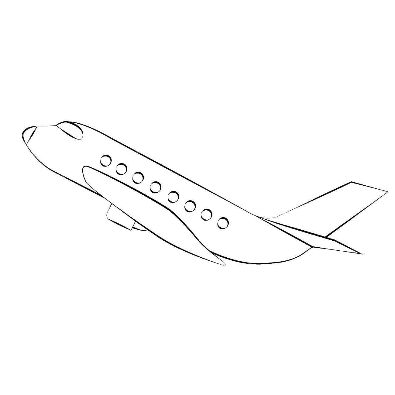Название: Раскраска Самолет реактивный на взлете. Категория: Контур самолета. Теги: самолет.