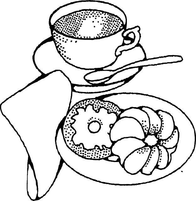 Название: Раскраска Чай с печеньками. Категория: еда. Теги: чай, печеньки.