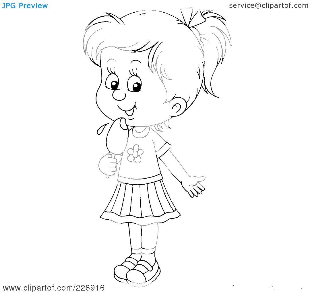 Coloring Girl with ice cream. Category The contour of girls. Tags:  girl and ice-cream.