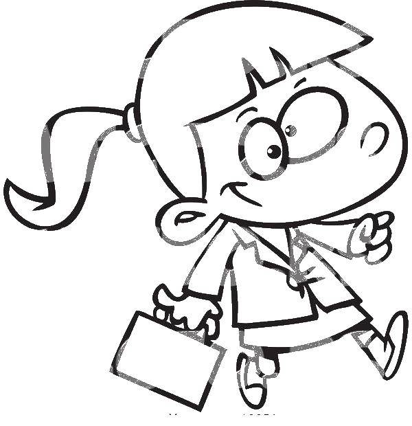 Coloring A girl with a briefcase. Category The contour of girls. Tags:  girl, portfolio.