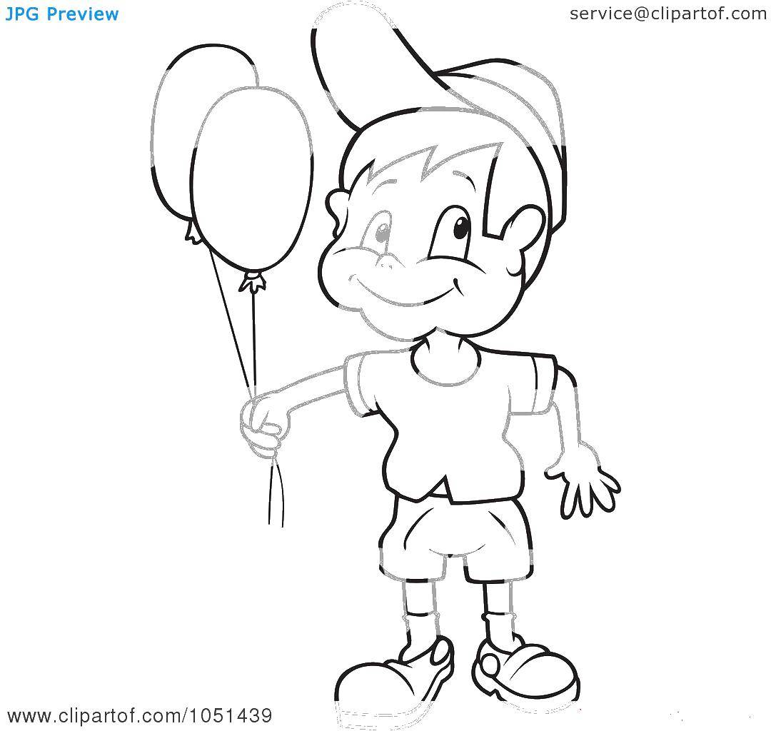 Название: Раскраска Мальчик с шариком. Категория: контур мальчика. Теги: Мальчик.