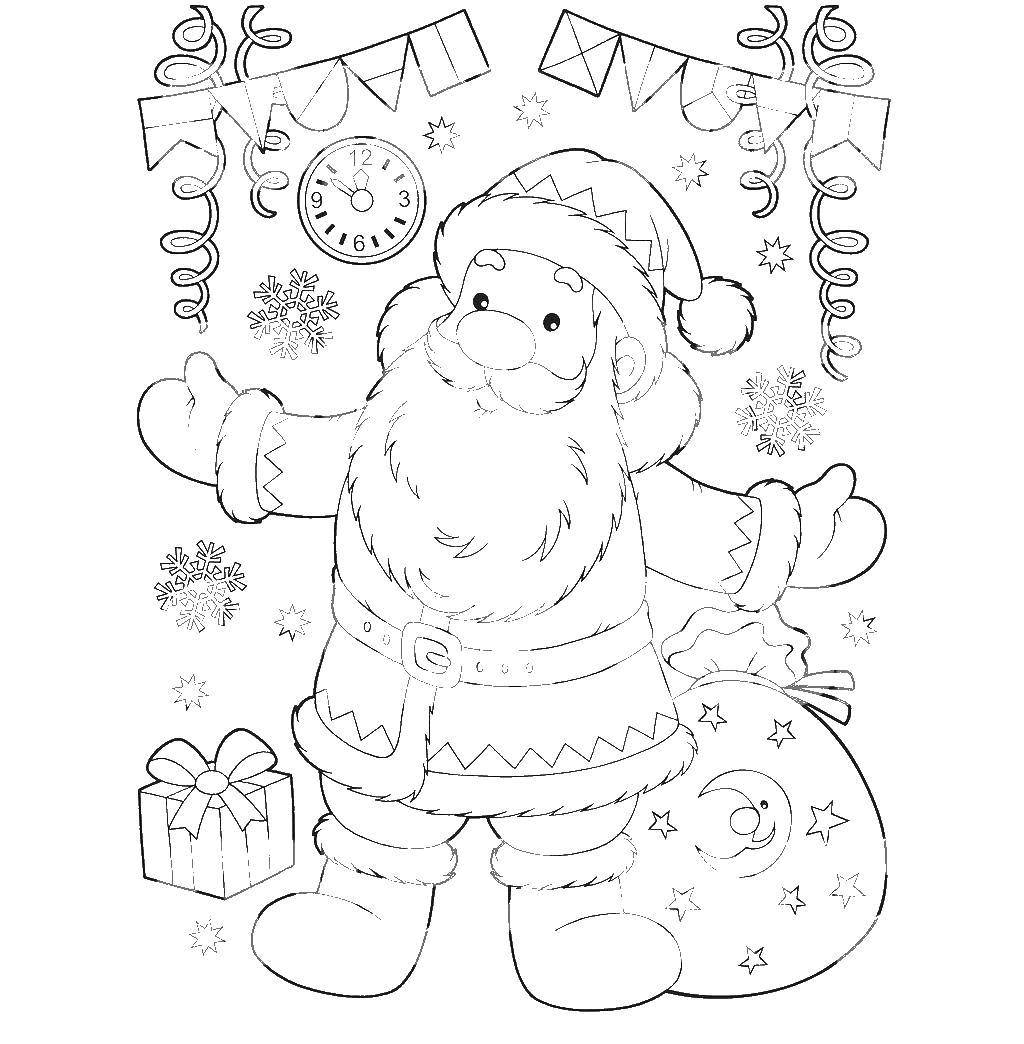 Название: Раскраска Санта клаус привез подарки. Категория: новый год. Теги: санта.