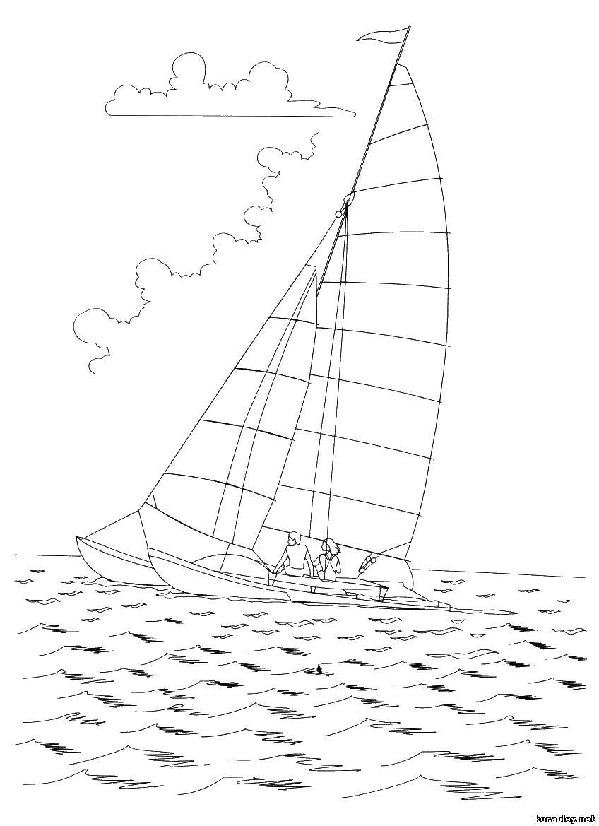 Лодка с парусом в море раскраска