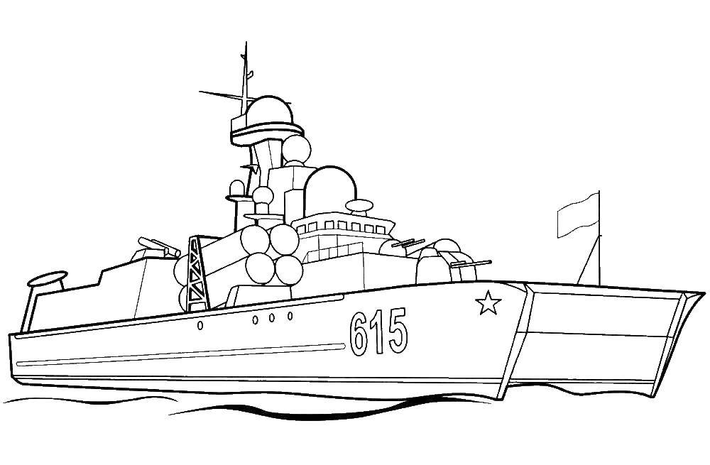 Название: Раскраска Крейсер. Категория: корабли. Теги: крейсер.