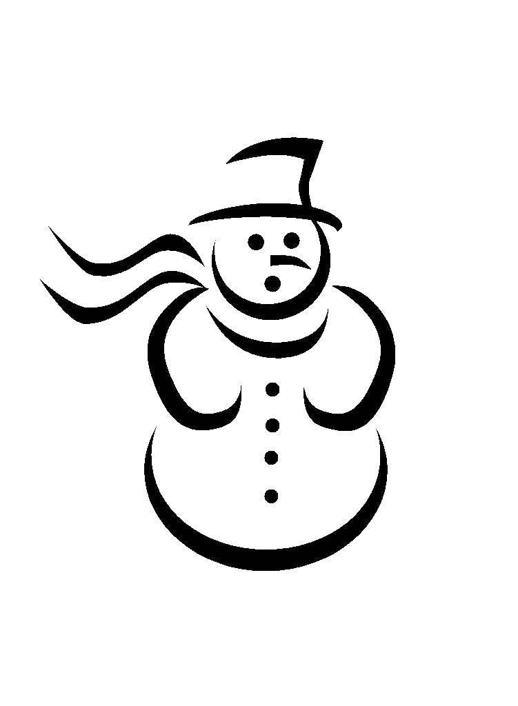 Название: Раскраска Снеговик. Категория: новый год. Теги: снеговик.
