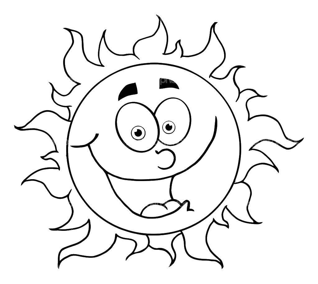 Название: Раскраска Солнце улыбается. Категория: Контур солнца. Теги: солнце.