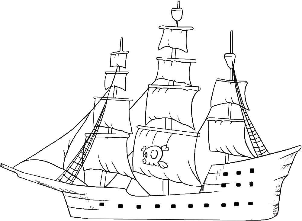Название: Раскраска Пиратский корабль. Категория: корабли. Теги: корабль, море.