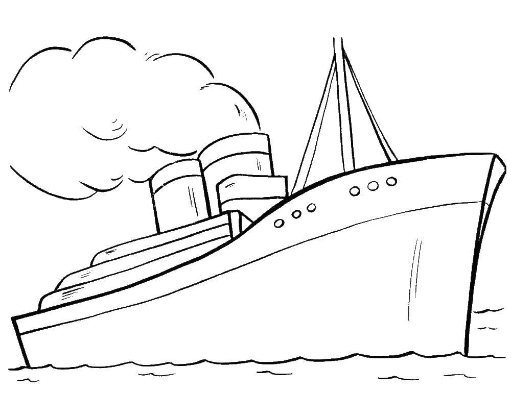Название: Раскраска Корабль. Категория: корабли. Теги: корабль, море.