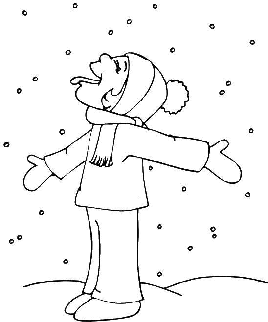 Название: Раскраска Дети кушают снег. Категория: раскраски зима. Теги: снег, дети.
