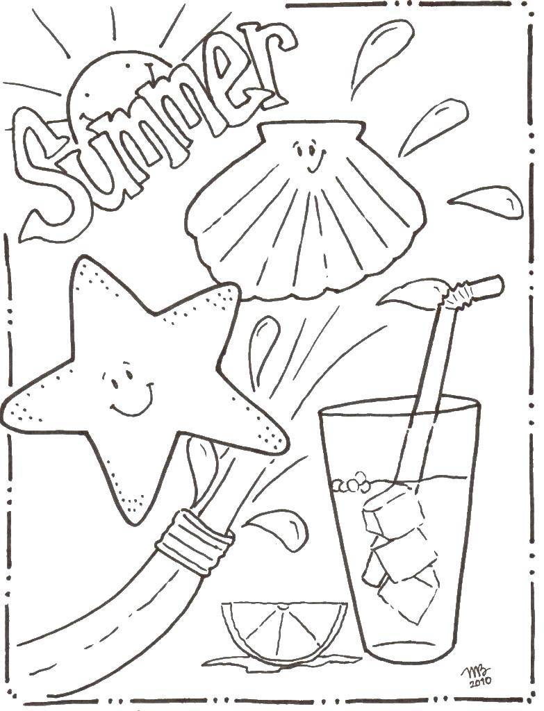Coloring Lemon juice in summer. Category Summer. Tags:  juice, shells.