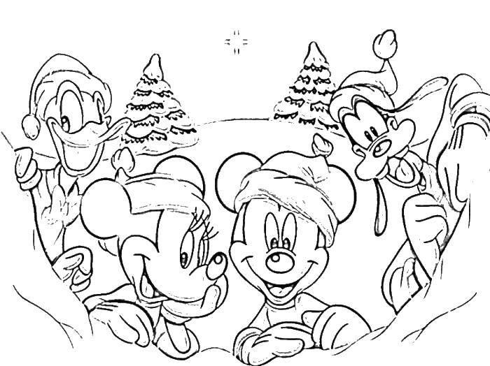 Coloring Mickey and Minnie mouse and his friends. Category coloring winter. Tags:  Mickymaus, .