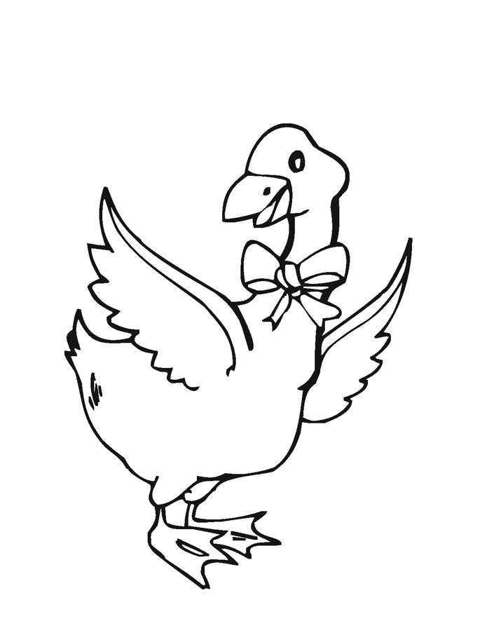 Coloring Funny goose with a bow. Category The contours for cutting out the birds. Tags:  goose, bow.