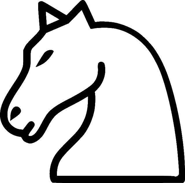 Название: Раскраска Шахматный конь. Категория: контуры лошади. Теги: Контур, лошадь.