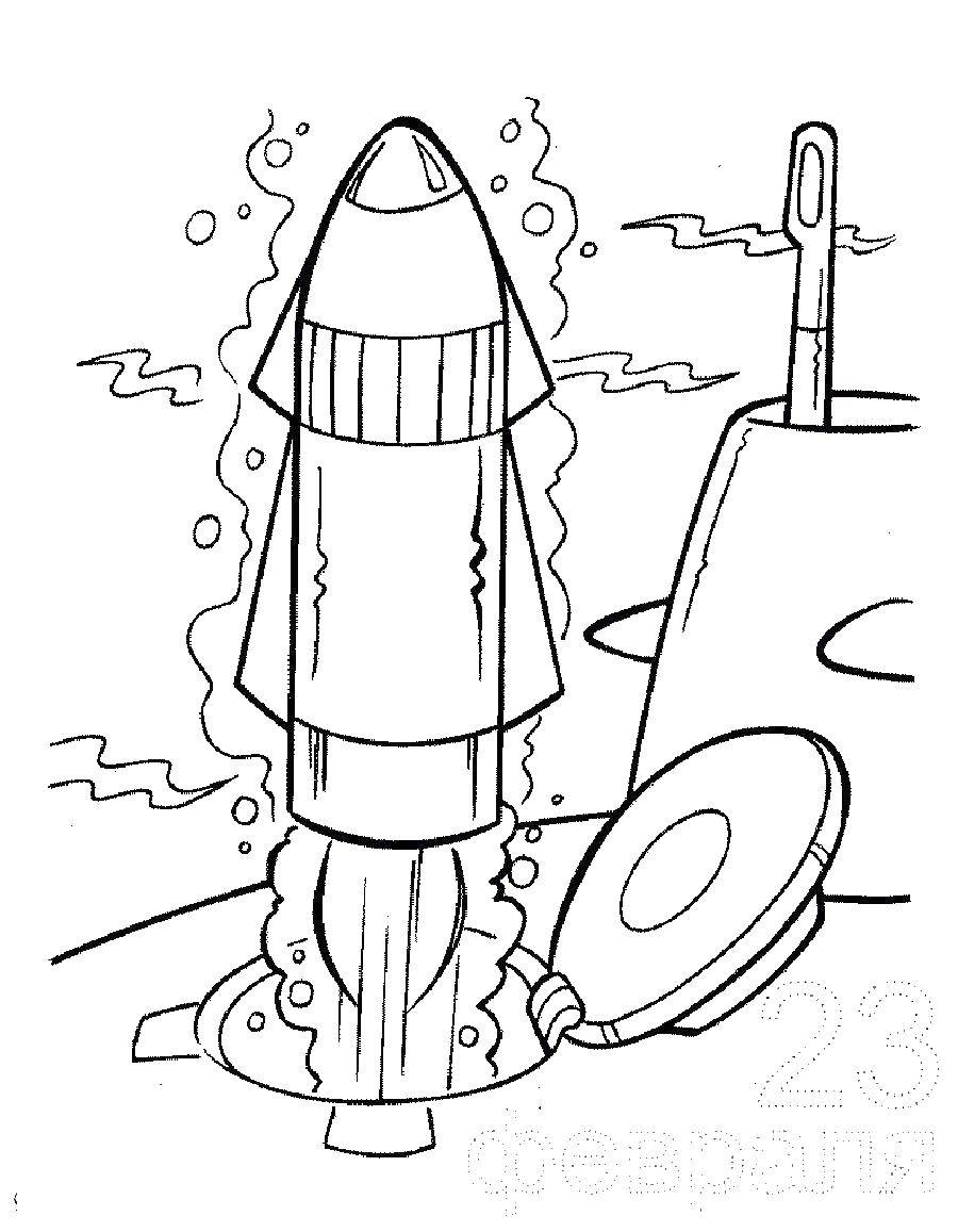 Название: Раскраска Запуск ракеты. Категория: оружие. Теги: ракета.