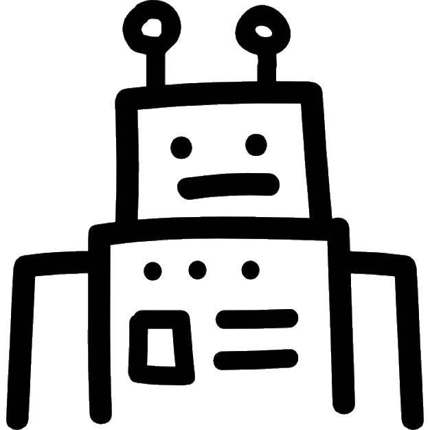 Название: Раскраска Робот. Категория: Контуры робота. Теги: Контур, робот.