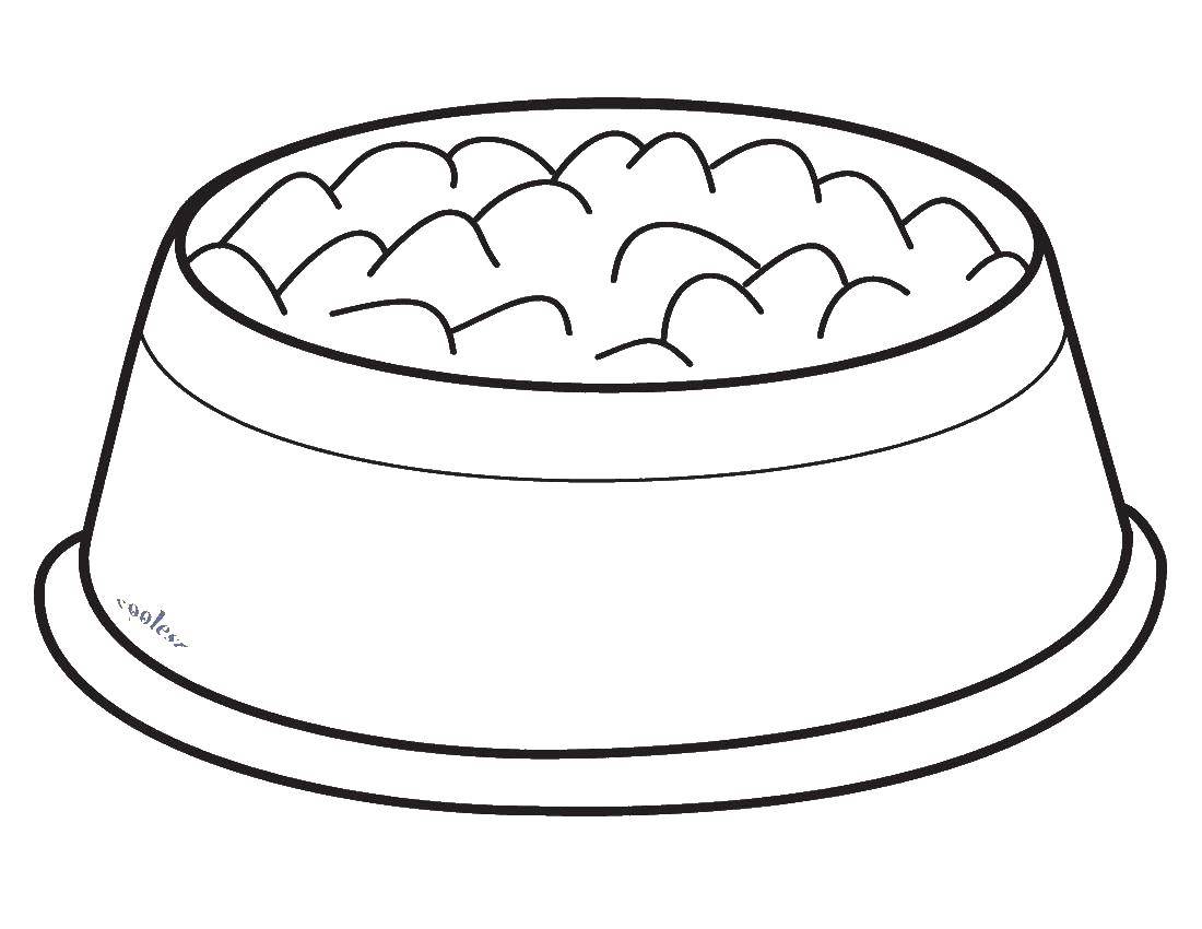 Coloring Bowl with food for a kitten. Category dishes. Tags:  Dishes, bowl.