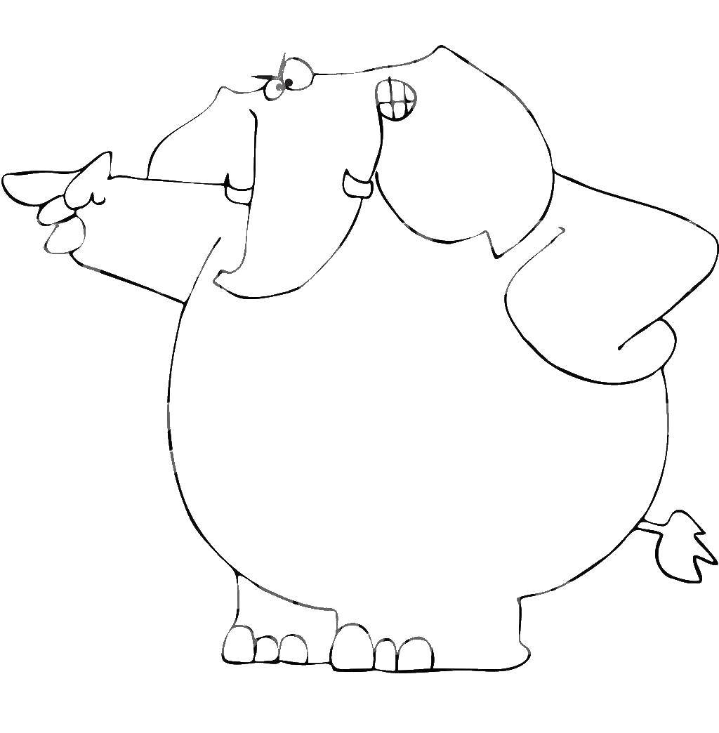 Coloring Angry elephant. Category Coloring pages for kids. Tags:  Animals, elephant.