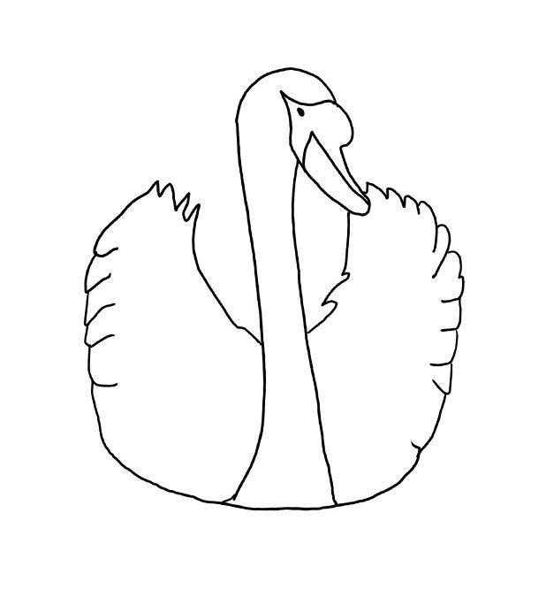 Название: Раскраска Лебедь. Категория: Контуры для вырезания птиц. Теги: лебедь.