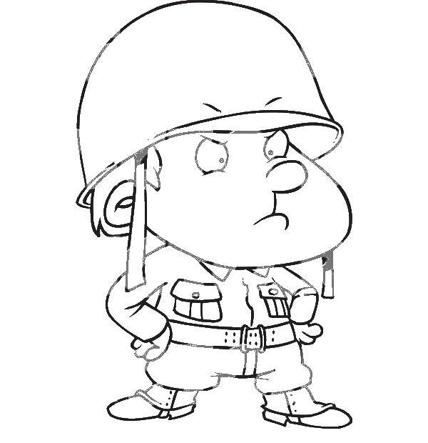 Coloring Soldiers. Category The contours of the cartoons. Tags:  Soldier.