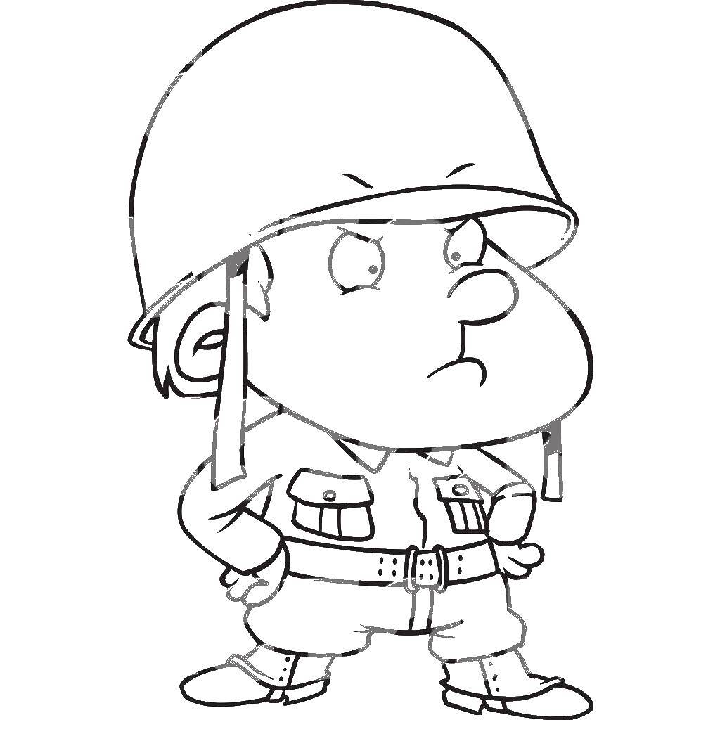 Coloring Soldiers. Category The contours of the cartoons. Tags:  Soldier.