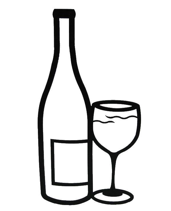Coloring Bottle with glass. Category The food. Tags:  bottle, wineglass.