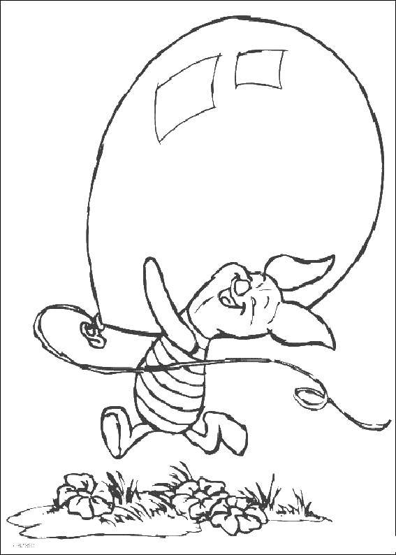 Coloring Piglet with balloon. Category cartoons. Tags:  that , Piglet.