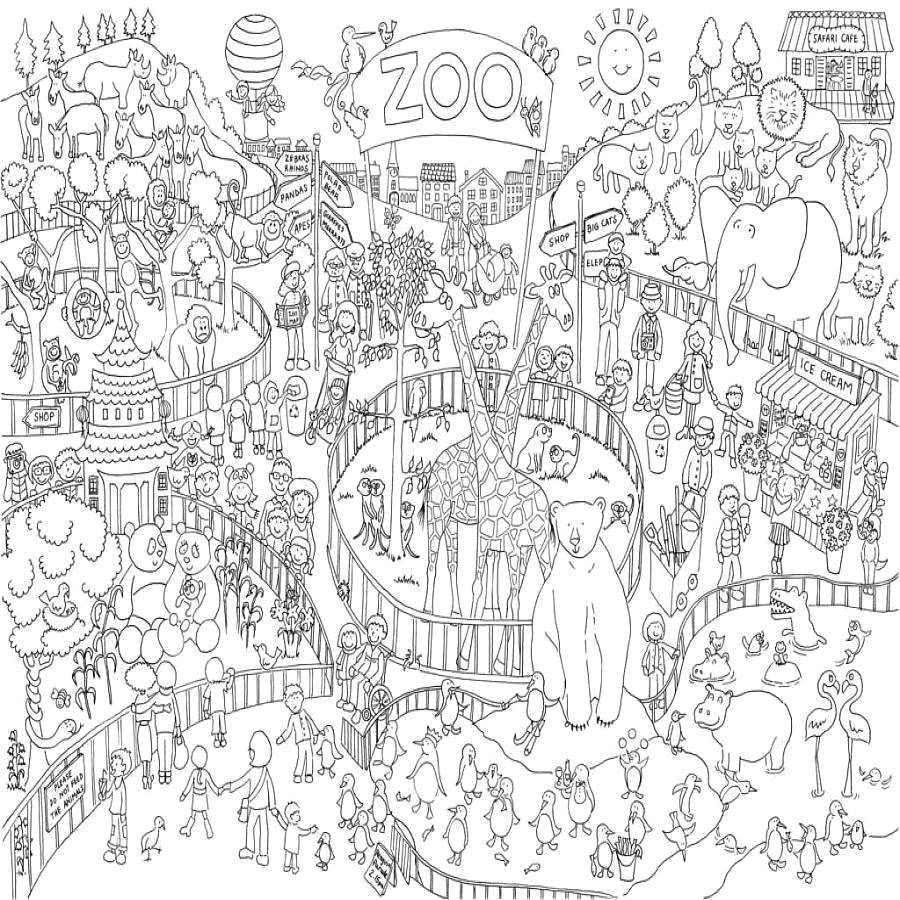 Coloring Big zoo. Category Zoo. Tags:  Zoo, animals.
