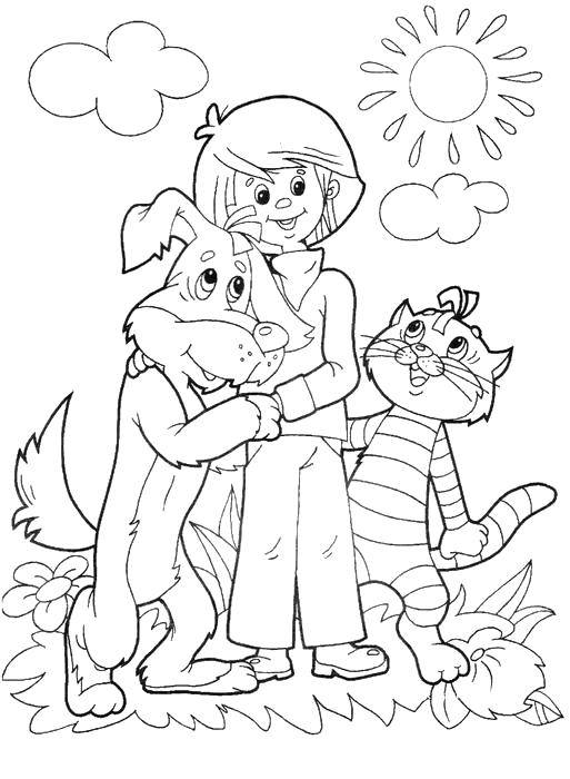 Coloring The cat Matroskin, uncle Fyodor and the ball of buttermilk . Category coloring, buttermilk. Tags:  Cartoon character, Buttermilk .