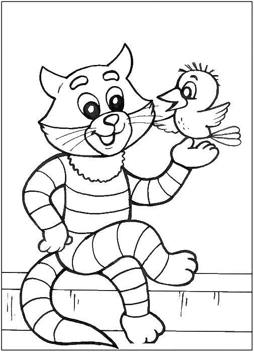 Coloring Sylvester and galchonok of buttermilk . Category coloring, buttermilk. Tags:  Cartoon character, Buttermilk .