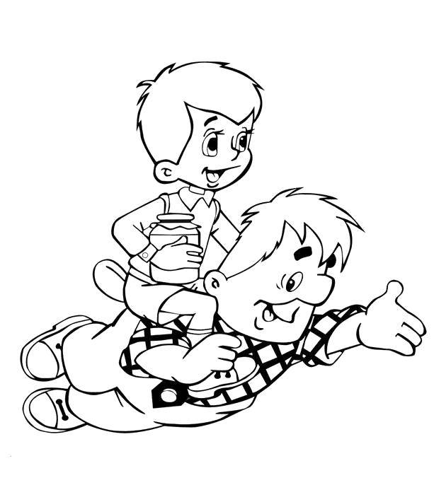 Coloring The kid and Carlson fly. Category coloring Carlson. Tags:  The cartoon character, the Kid and Carlson .