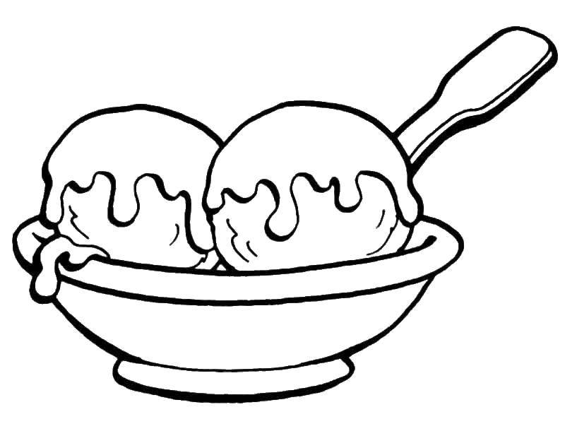 Название: Раскраска Мороженное в шариках. Категория: еда. Теги: мороженное.