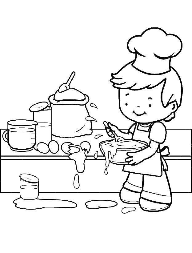 Coloring The chef in the kitchen. Category dishes. Tags:  chef.