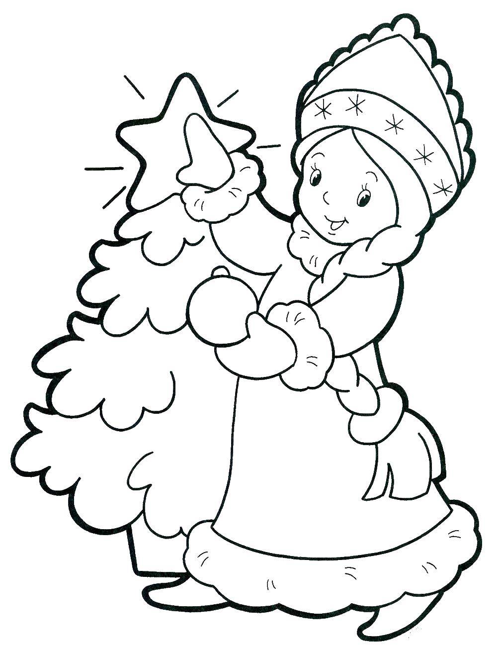 Coloring Maiden. Category maiden. Tags:  Snow maiden, winter, New Year.