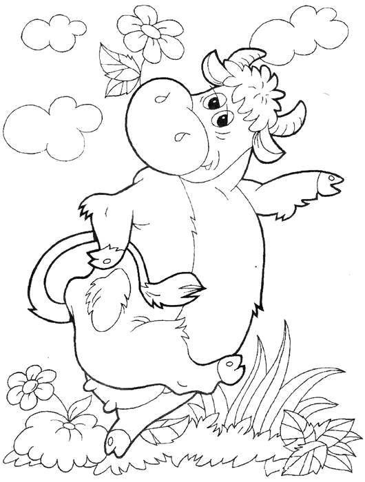 Coloring Calf of buttermilk . Category coloring, buttermilk. Tags:  Cartoon character, Buttermilk .