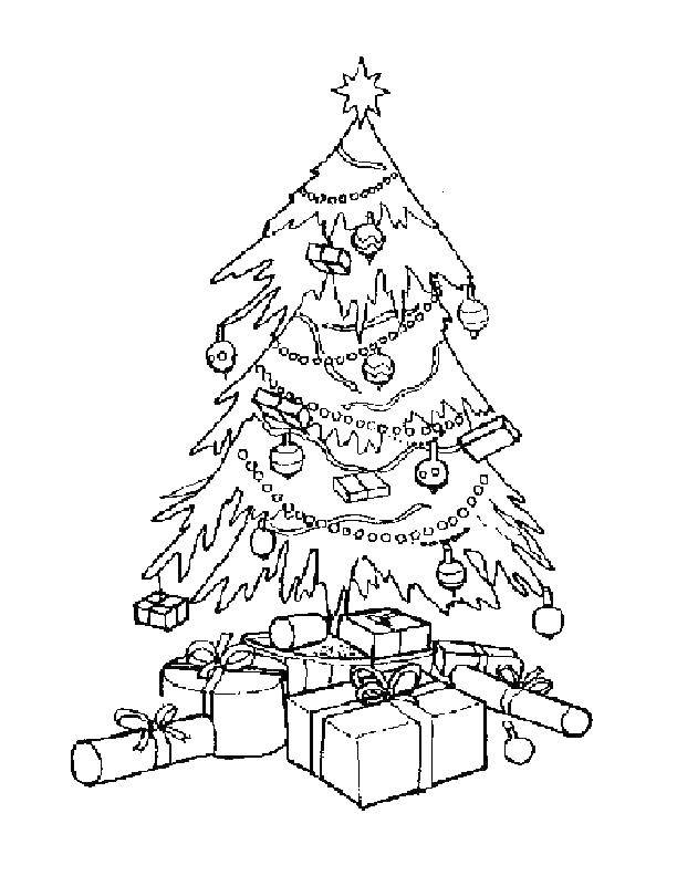 Coloring The Christmas tree and gifts. Category new year. Tags:  New Year, tree, gifts, toys.