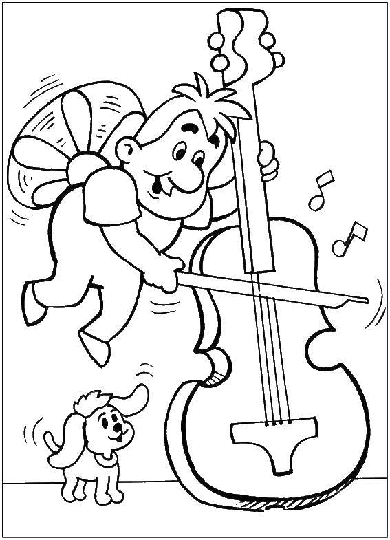 Название: Раскраска Карлсон играет на скрипке. Категория: раскраски карлсон. Теги: Персонаж из мультфильма, Малыш и Карлсон .